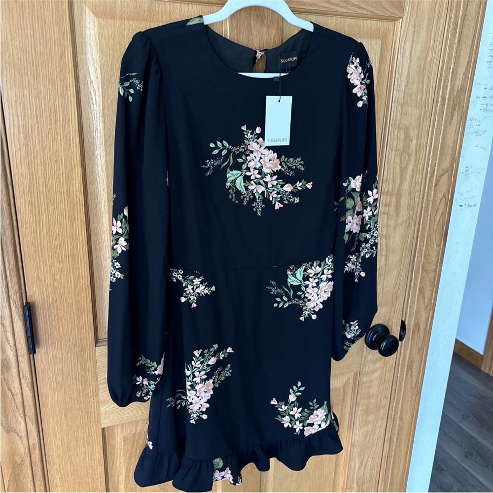 SUGARLIPS JASLEEN FLORAL RUFFLE FLOUNCE MINI DRESS SIZE SMALL NWT